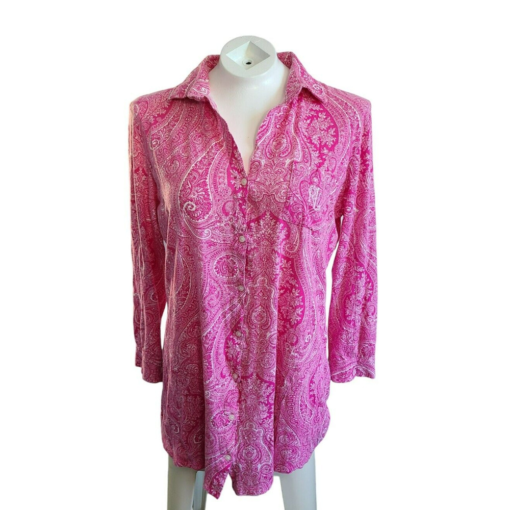 Lauren Ralph Lauren Pink Paisley Button-Up Blouse